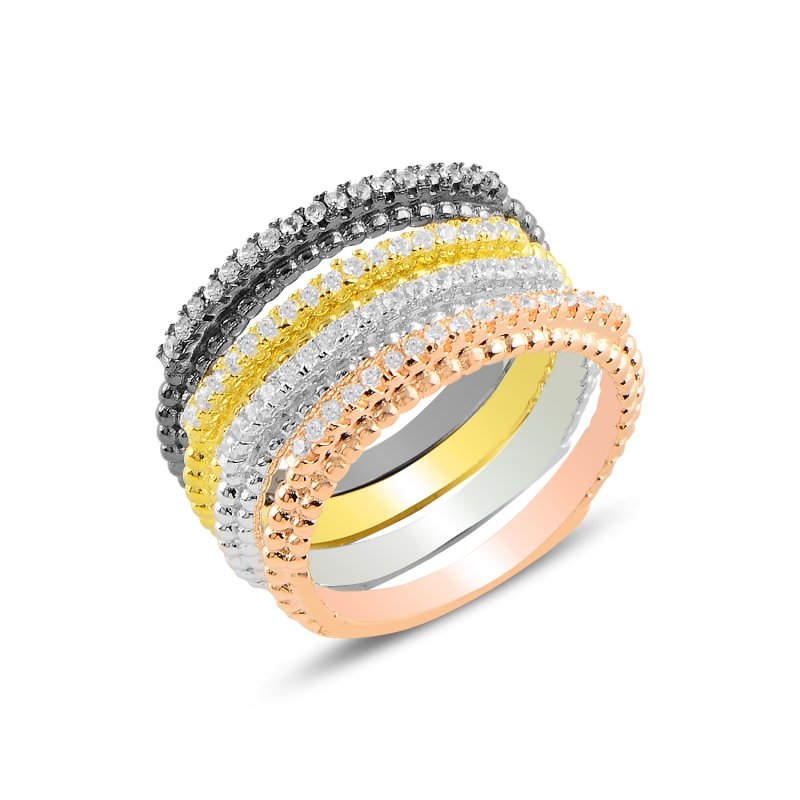 CZ Quad Half Eternity Solitaire Ring - R94600