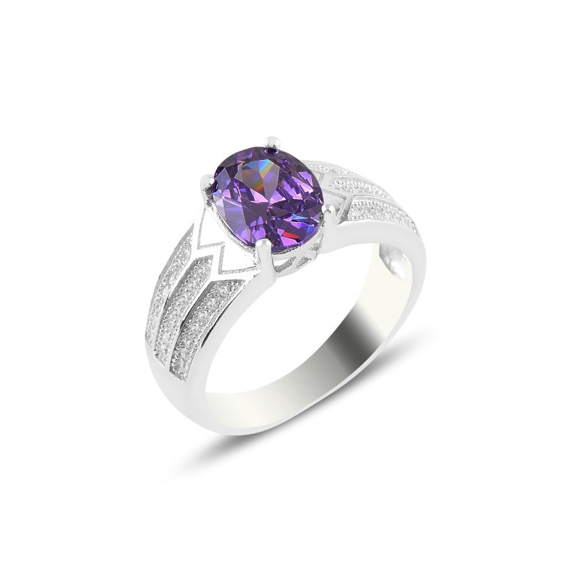 Amethyst CZ Solitaire Ring - R94646