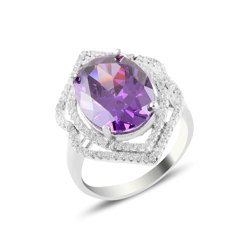 Amethyst CZ Solitaire Ring - R94654
