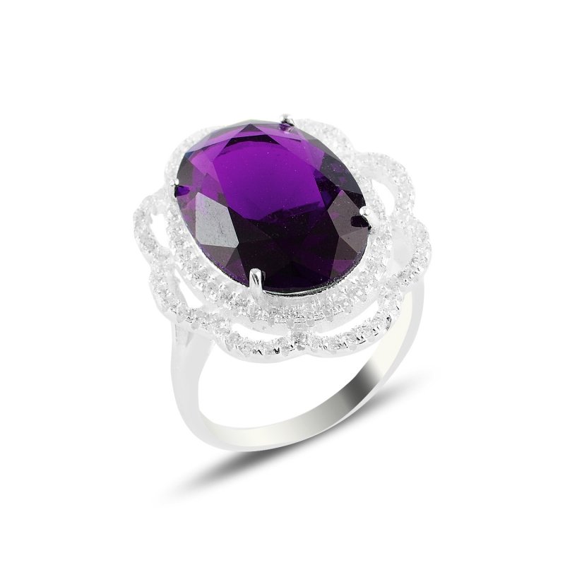 Amethyst CZ Solitaire Ring - R94659
