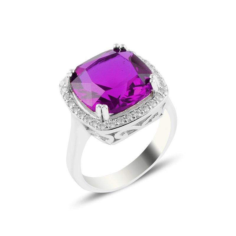 Amethyst CZ Solitaire Ring - R94674