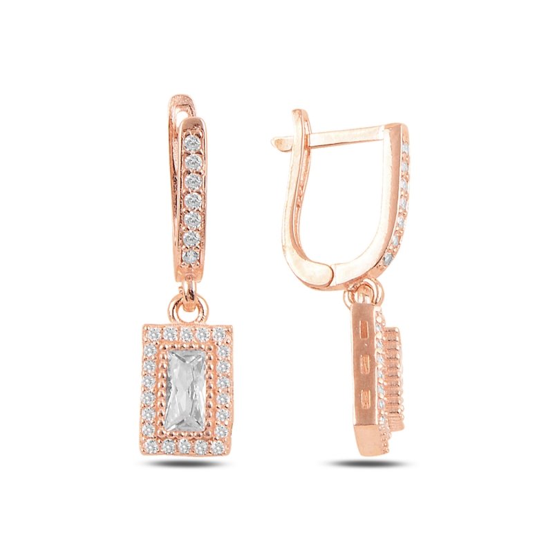 CZ Dangle Solitaire J Shaped Earrings - E94744