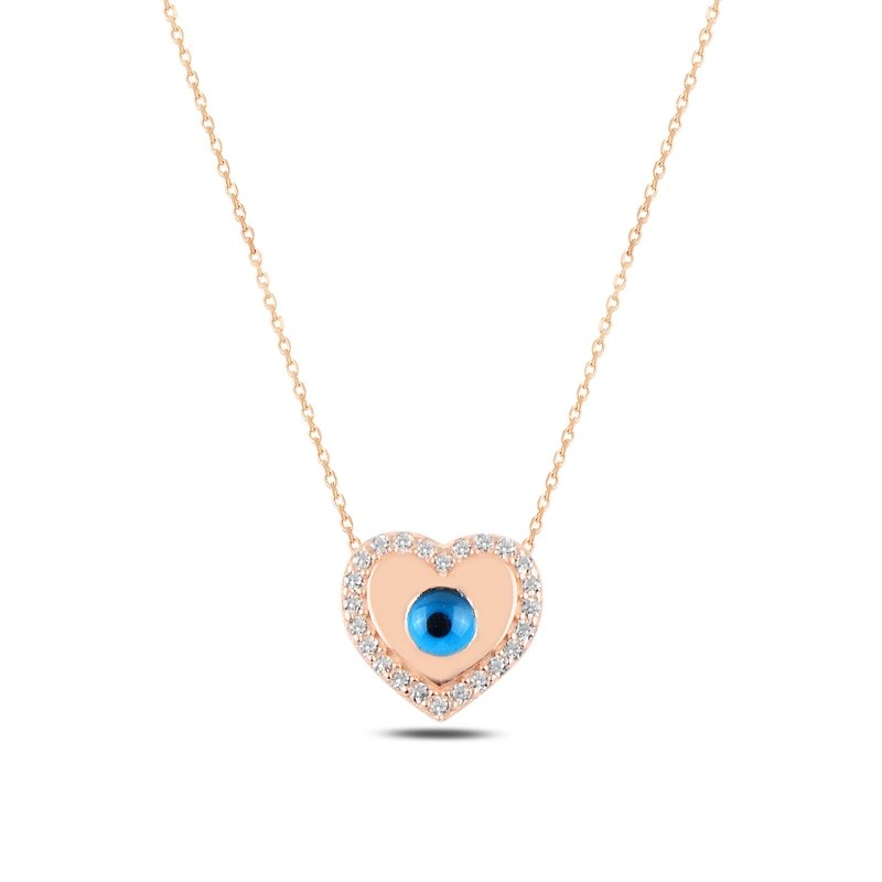 Heart & Evil Eye & CZ Necklace - N94851