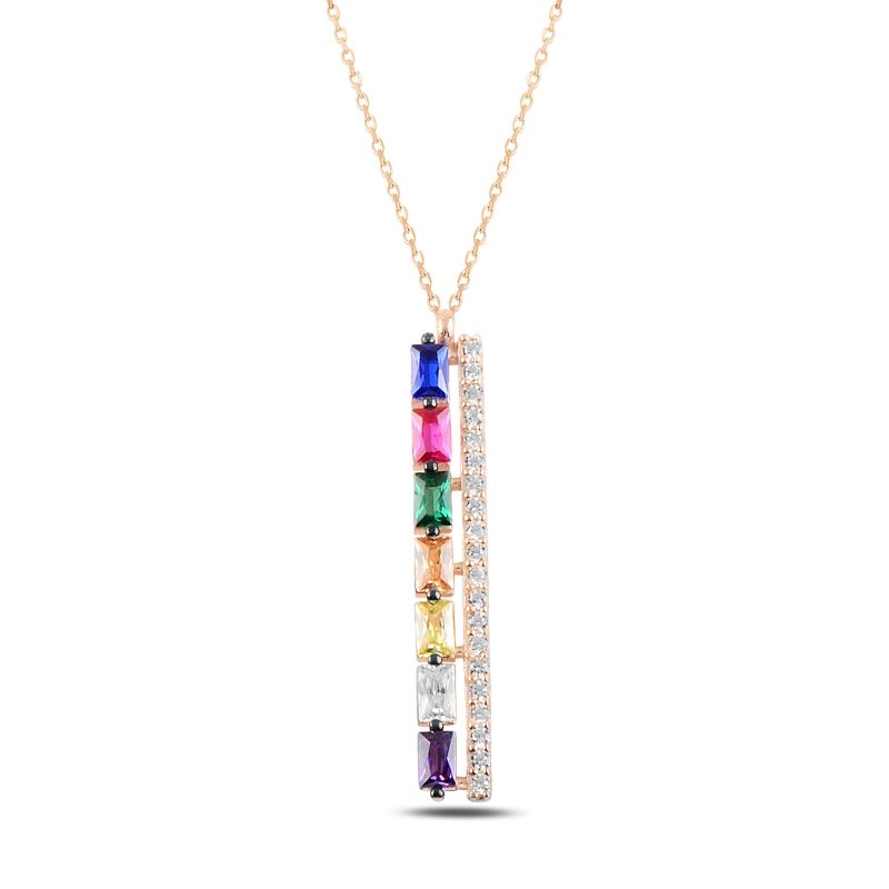 Stick Colorful Baguette CZ Necklace - N94854