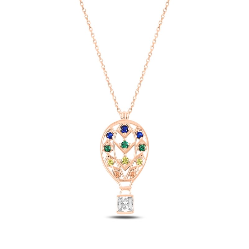 Hot Air Balloon Colorful CZ Necklace - N94857