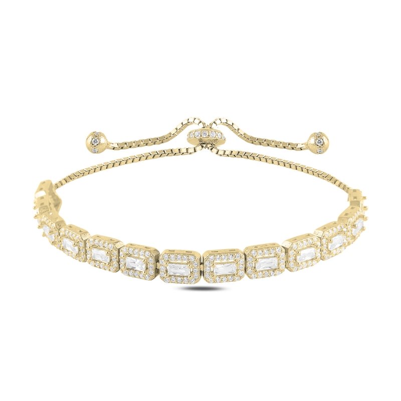 Baguette CZ Adjustable Sliding Bracelet - B94903