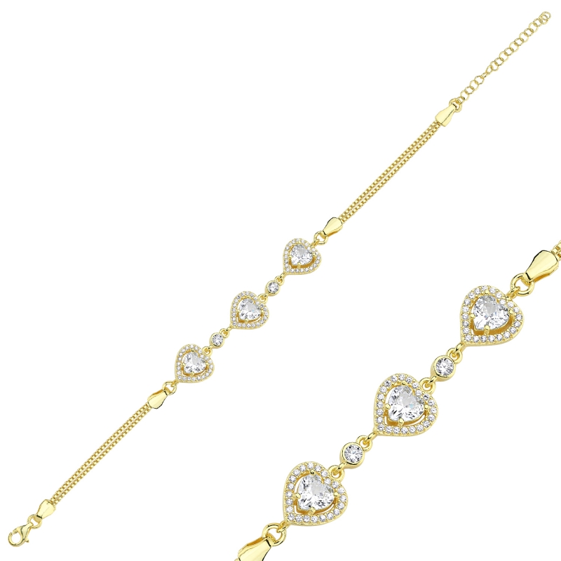 Heart CZ Box Chain Bracelet - B94922