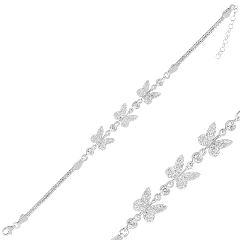 Butterfly CZ Box Chain Bracelet - B94923
