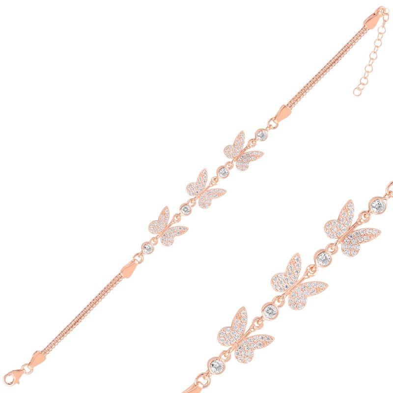 Butterfly CZ Box Chain Bracelet - B94923