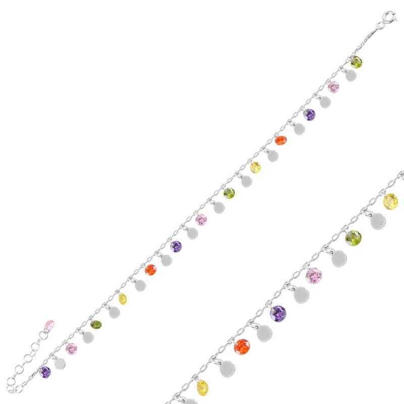 Dangle Sequin & Multi Color CZ Bracelet - B94954