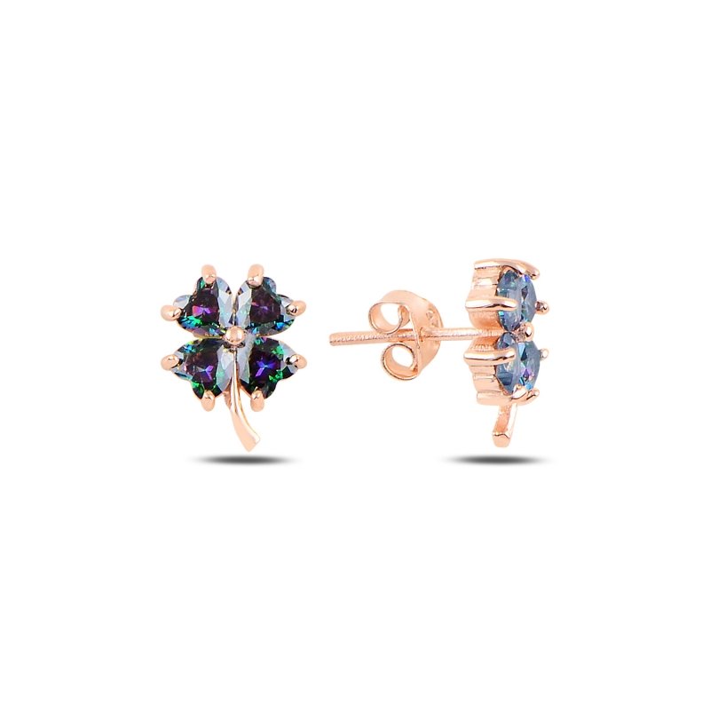 Clover Mystic Topaz CZ Stud Earrings - E95005