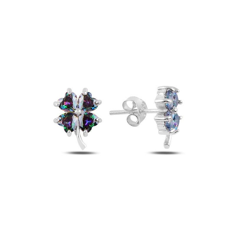 Clover Mystic Topaz CZ Stud Earrings - E95005