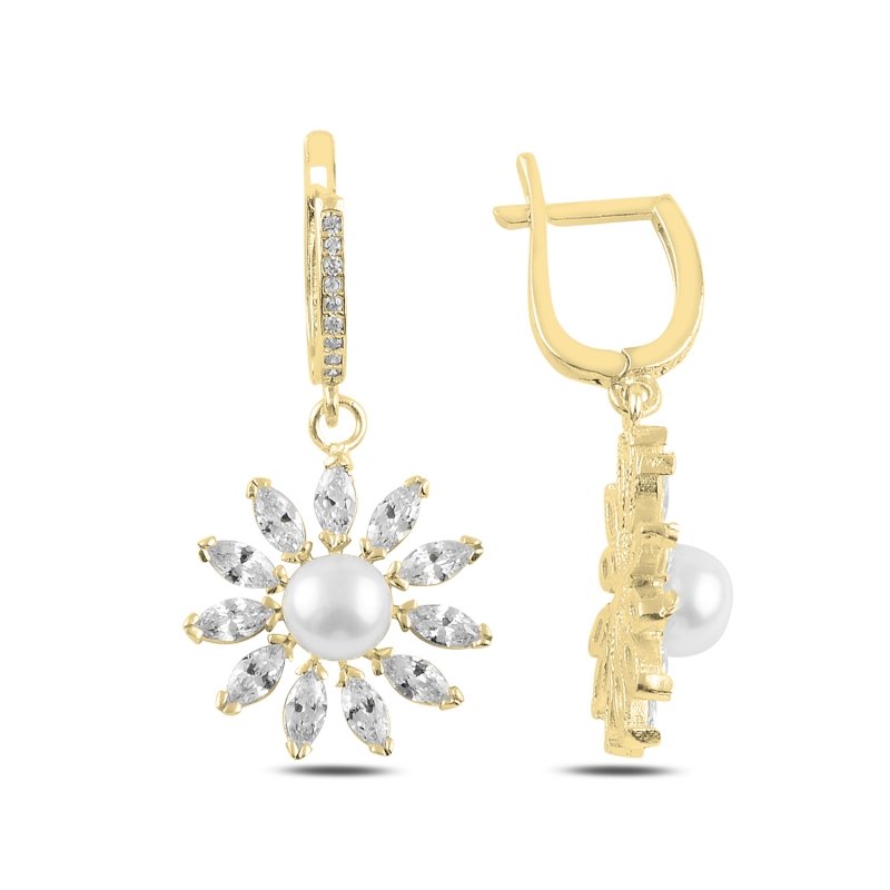 Pearl & CZ Daisy Earrings - E95006