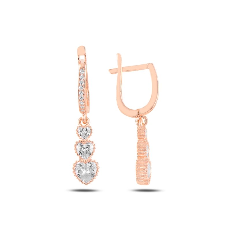 Trickle Heart CZ Dangle Latch Back Earrings - E95020