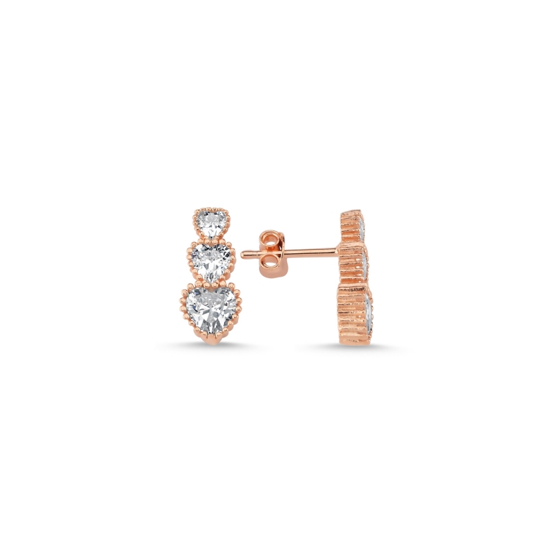 Trickle Heart CZ Stud Earrings - E95021