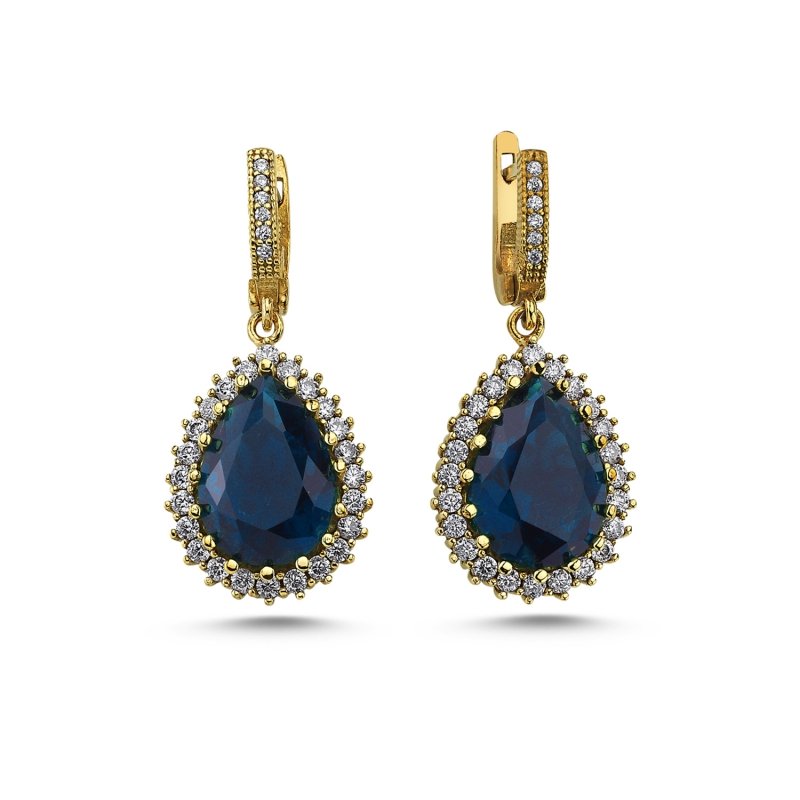 Teardrop Sapphire CZ Ottoman Style Earrings - E95086