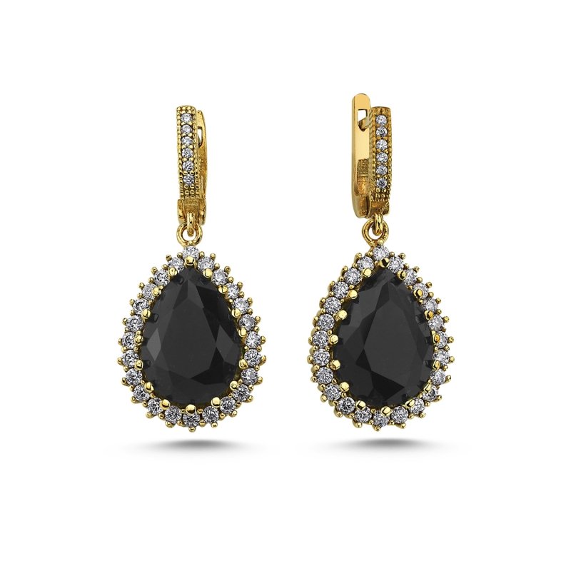 Teardrop Black CZ Ottoman Style Earrings - E95088