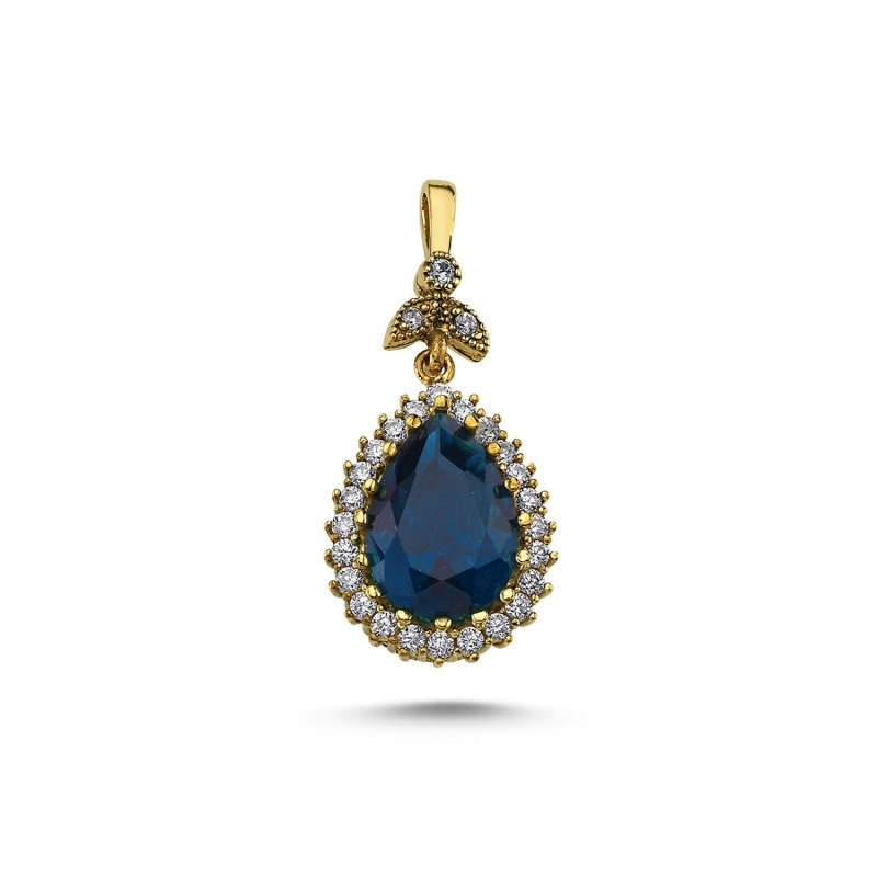 Teardrop Sapphire CZ Ottoman Style Pendant - P95090