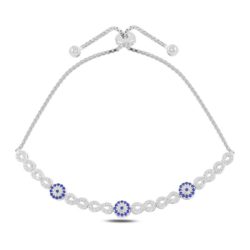 Infinity & Eye CZ Adjustable Sliding Bracelet - B95386