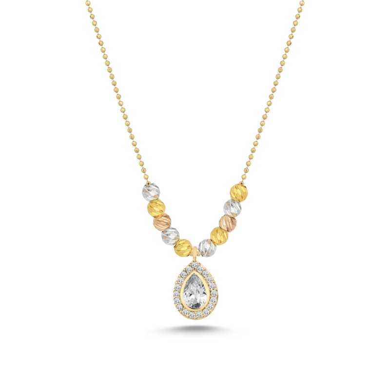 Tricolor Dorica Top & Zirkon Taşlı Kolye - N95424