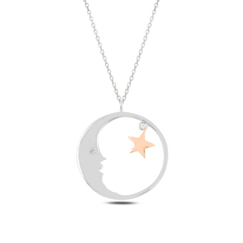 Moon & Star CZ Necklace - N95425