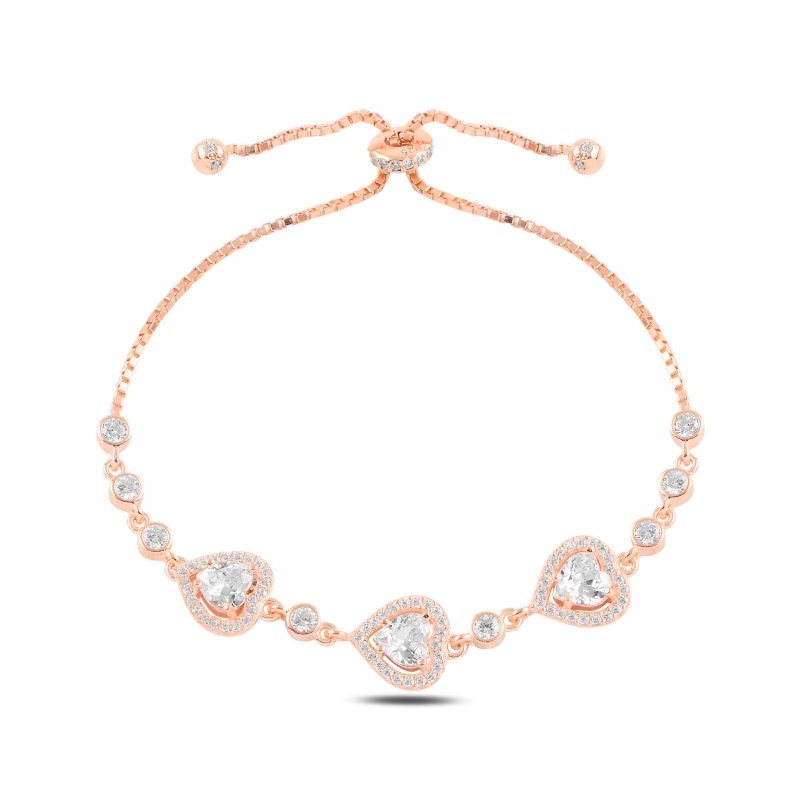 Heart CZ Adjustable Sliding Bracelet - B95462