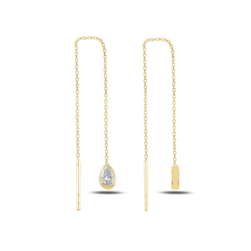 Teardrop CZ Threader Earrings - E95465