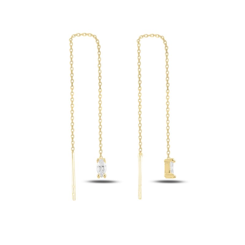 Oval CZ Threader Earrings - E95467
