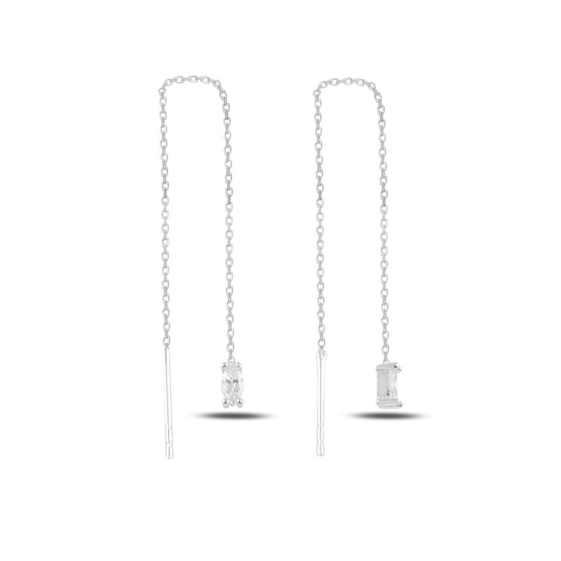 Oval CZ Threader Earrings - E95467
