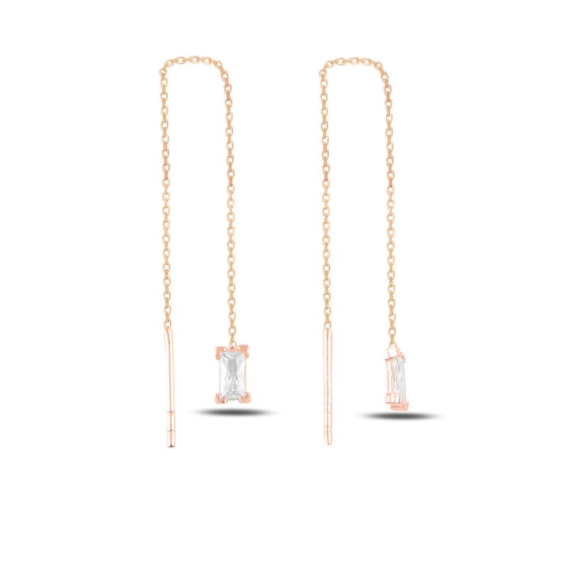 Rectangle Baguette CZ Threader Earrings - E95469