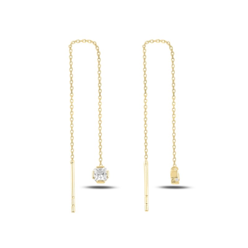 Square Baguette CZ Threader Earrings - E95470