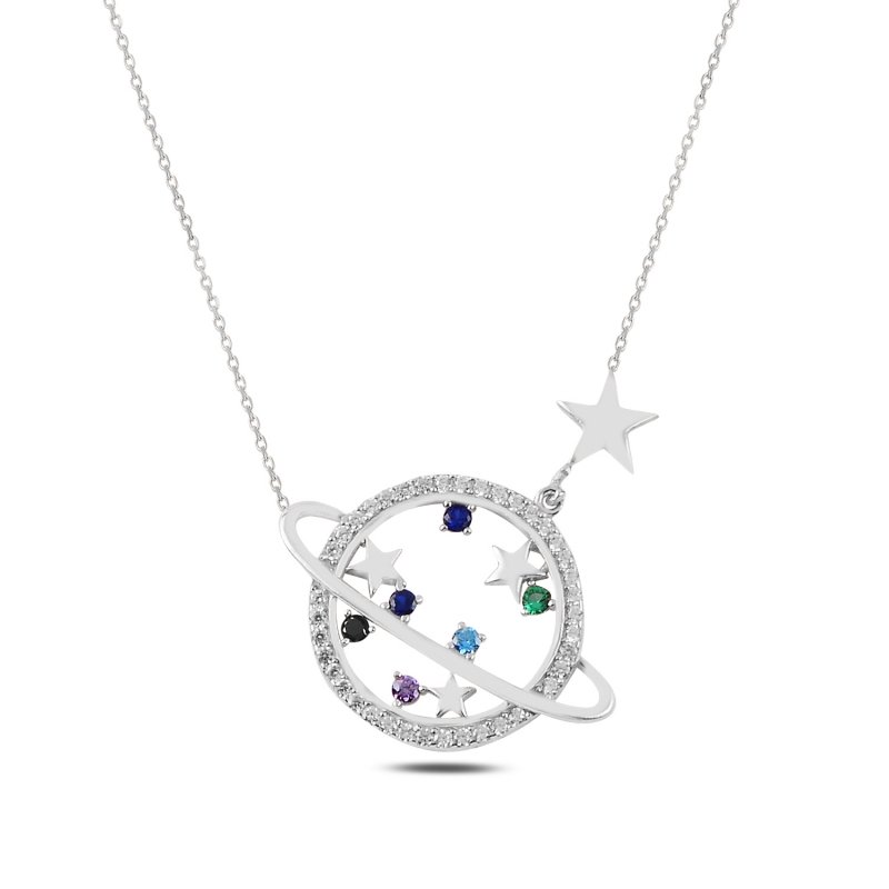 Saturn & Star CZ Necklace - N96250