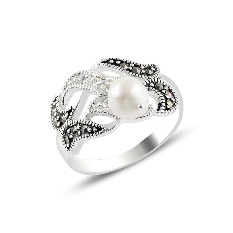 Pearl & Marcasite & CZ Ring - R96371