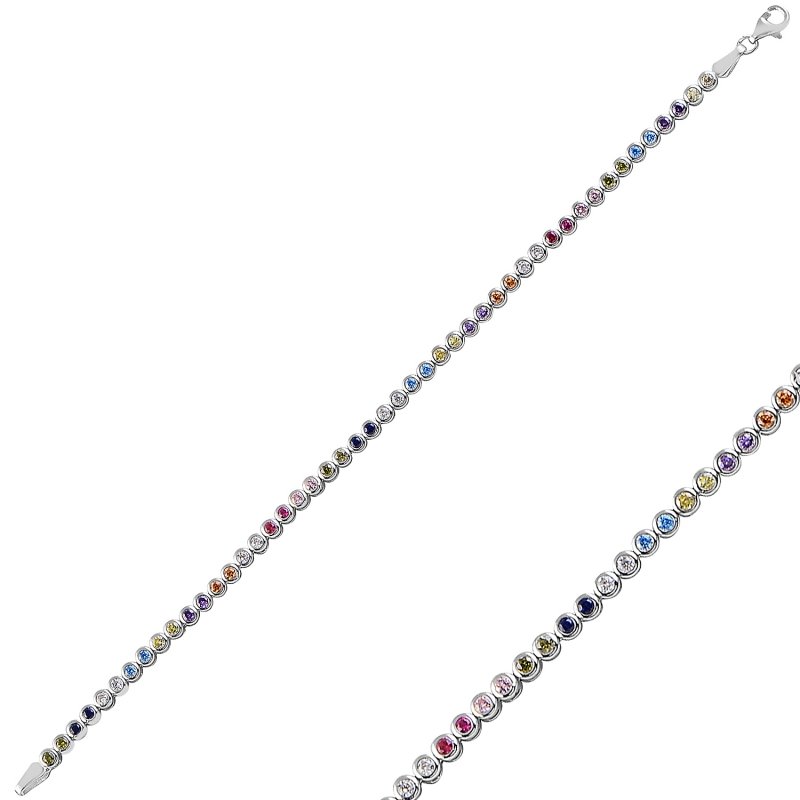 2mm Multi Color CZ Tennis Bracelet - B96708