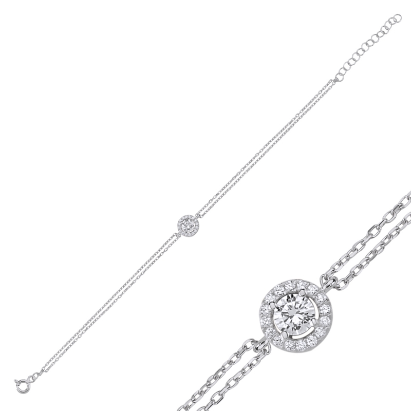 Halo Solitaire CZ Bracelet - B96756