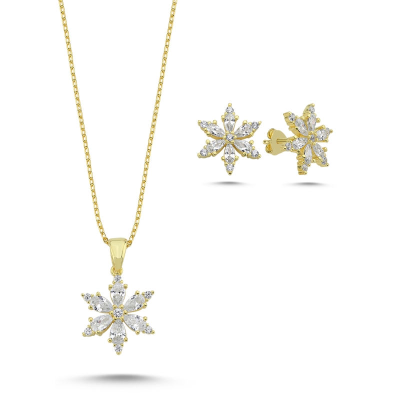 Lotus Flower Teardrop CZ Set - S96848