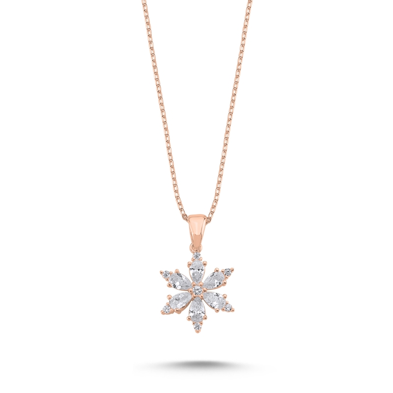 Lotus Çiçeği Damla Zirkon Taşlı Kolye - N97007