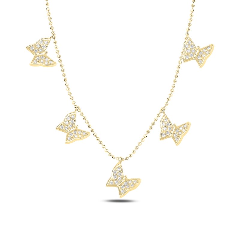 Butterfly CZ Dangle Charm Necklace - N97079
