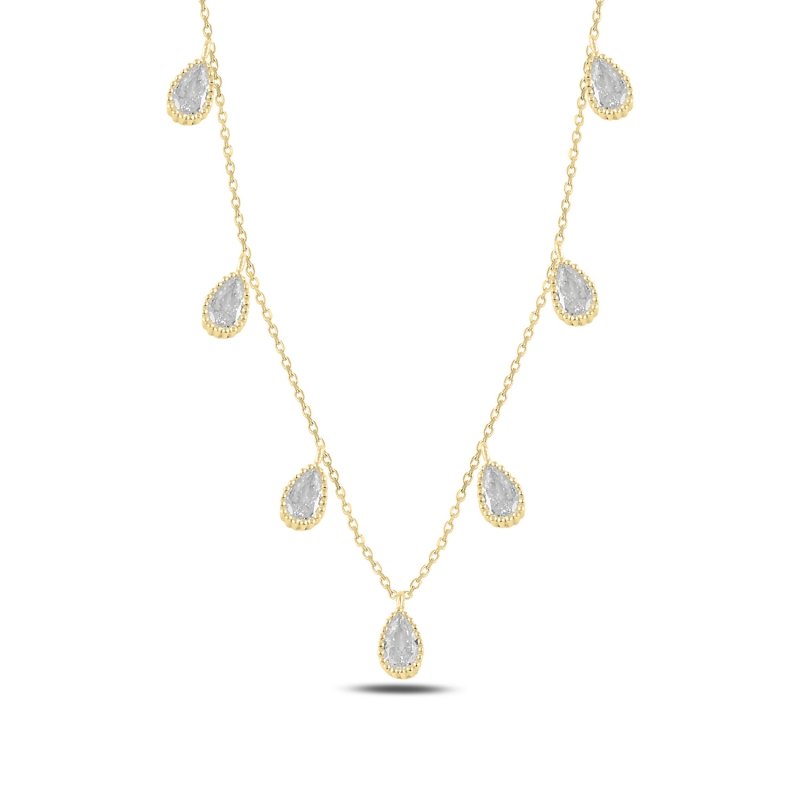 Teardrop CZ Dangle Charm Necklace - N97080