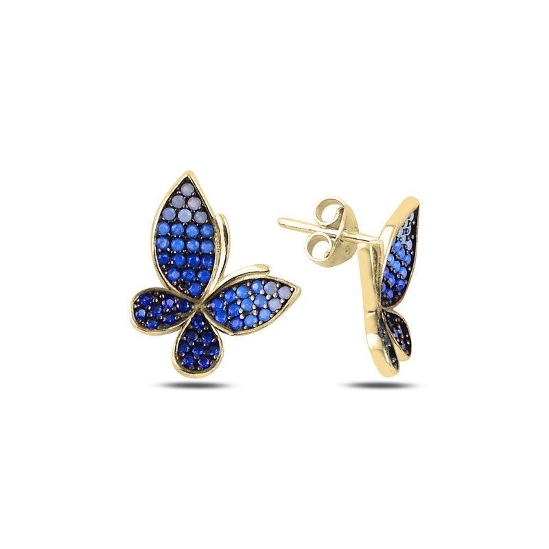 CZ Shades of Blue Butterfly Stud Earrings - E97082