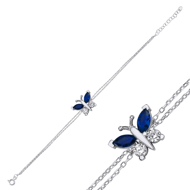 Butterfly Colored CZ Bracelet - B97083
