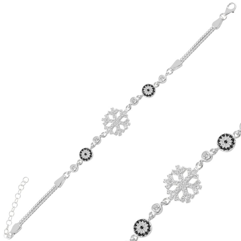 Snowflake & Evil Eye CZ Bracelet - B97090