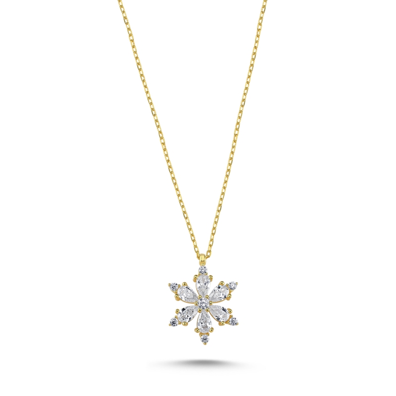 Lotus Flower White CZ Necklace - N97159