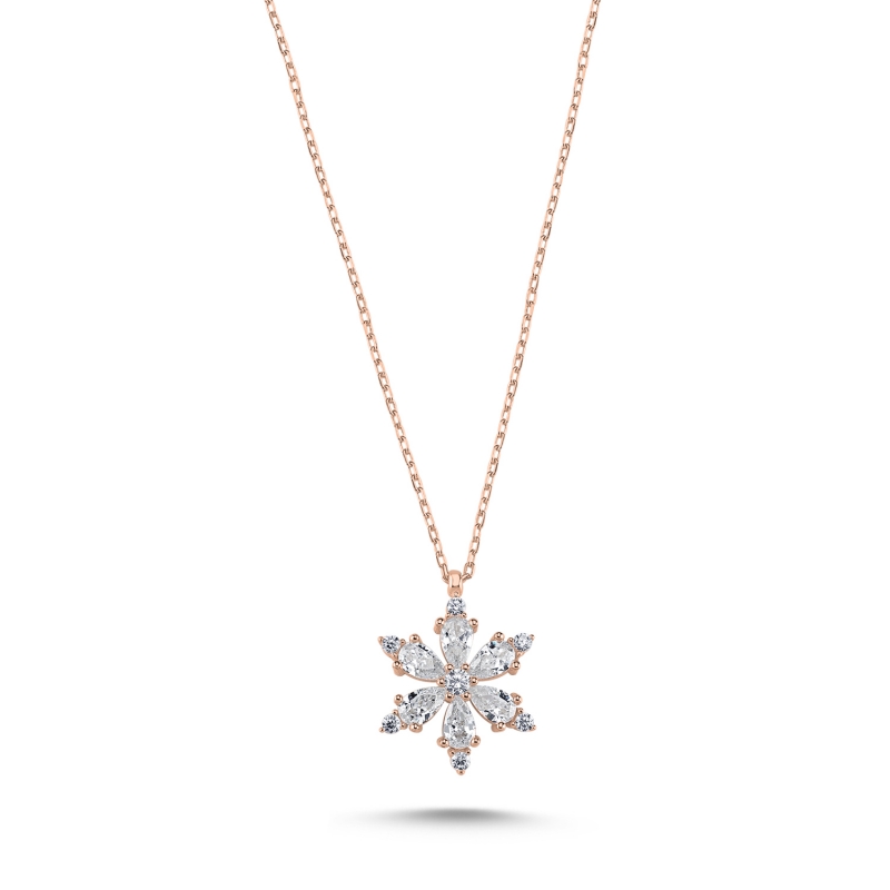 Lotus Flower White CZ Necklace - N97159