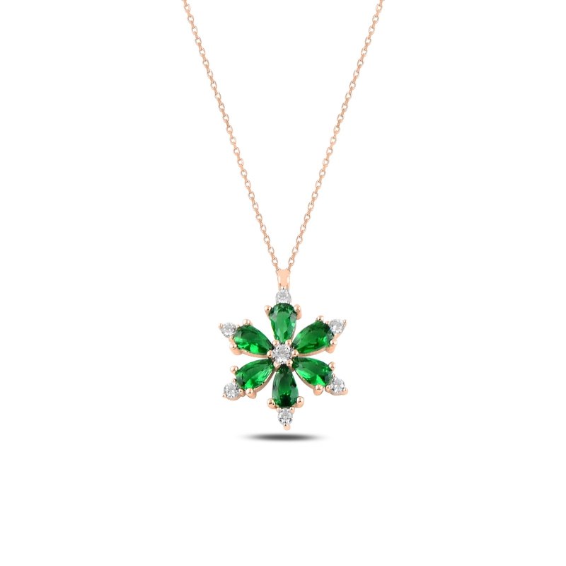 Lotus Flower Emerald CZ Necklace - N97160