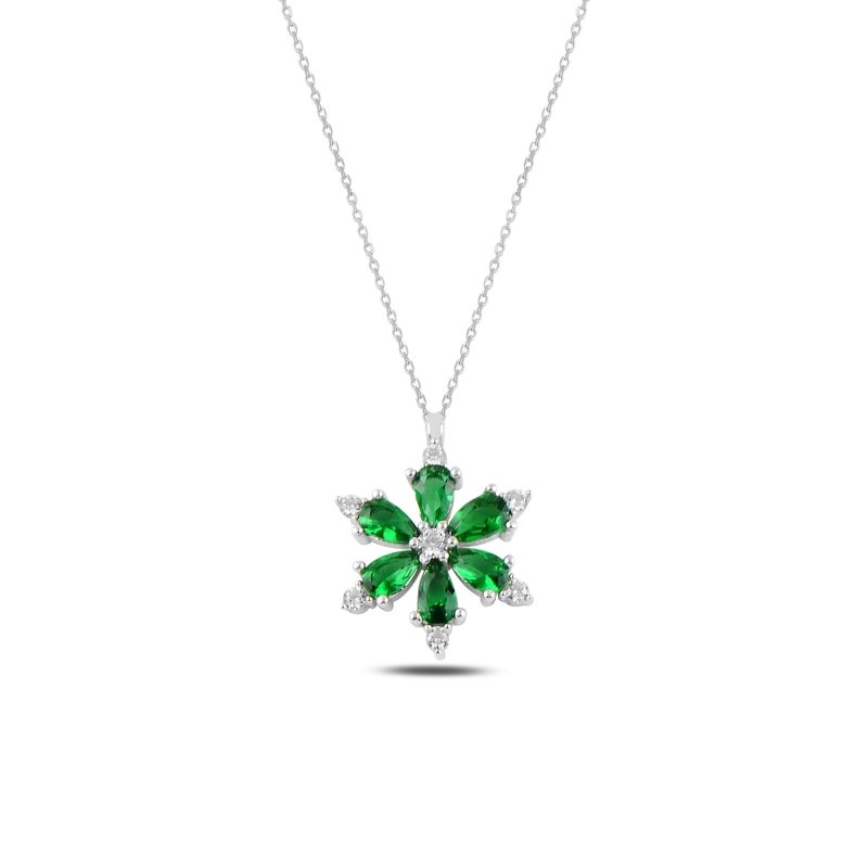 Lotus Flower Emerald CZ Necklace - N97160