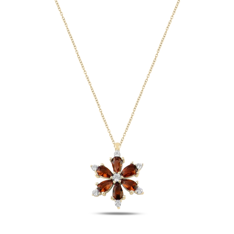 Lotus Flower Garnet CZ Necklace - N97163