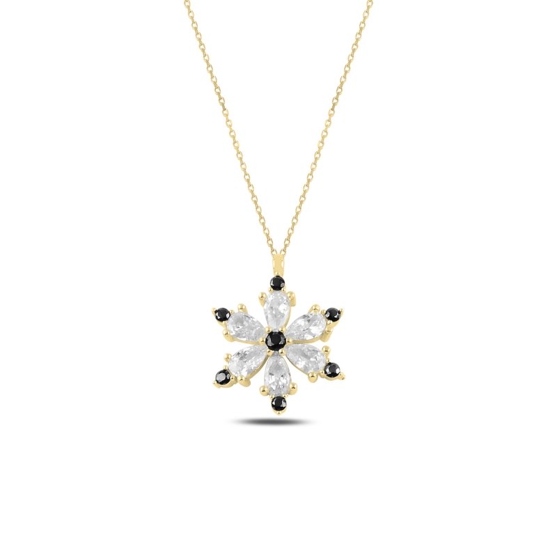 Lotus Flower Black CZ Necklace - N97166