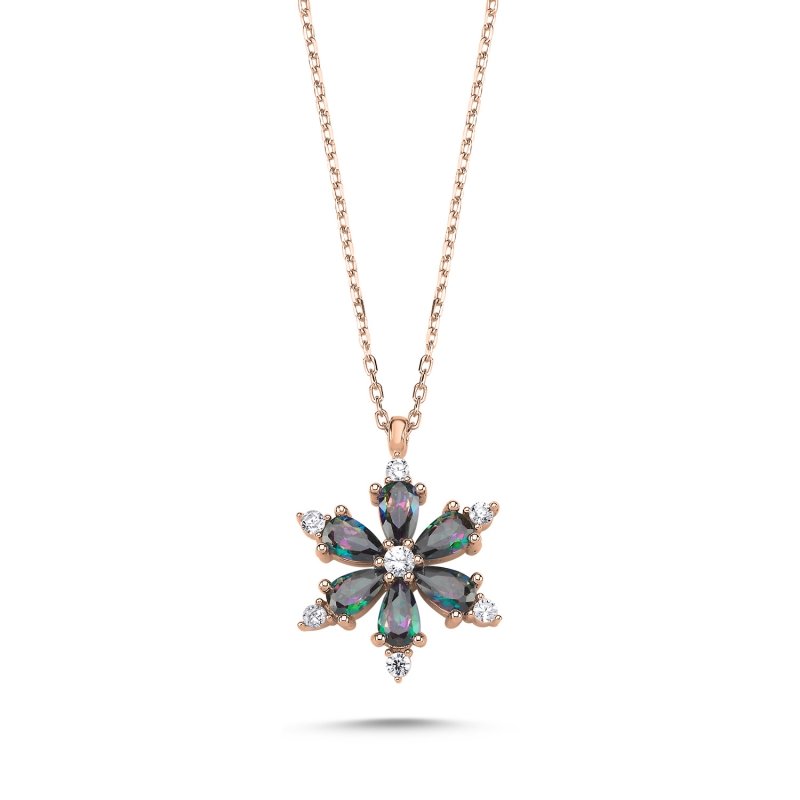 Lotus Flower Mystic Topaz CZ Necklace - N97168