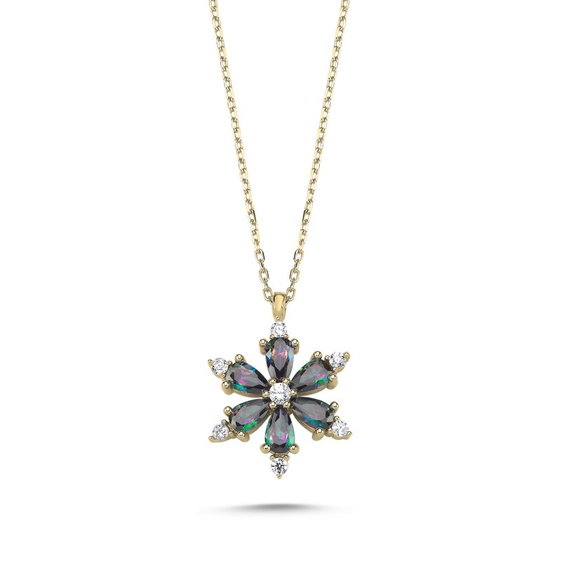 Lotus Flower Mystic Topaz CZ Necklace - N97168